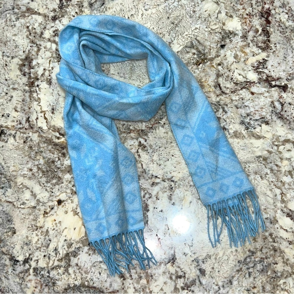 Charter Club Cashmere Two-Tone Blue Snowflake Fair Isle Pattern Scarf